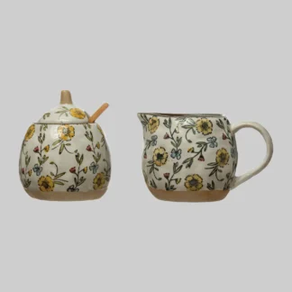 Painted Stoneware Sugar Pot