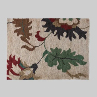 Woven Jute Rug W/Florals