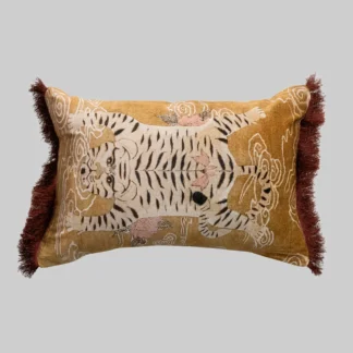 Cotton Velvet Printed Lumbar Pillow