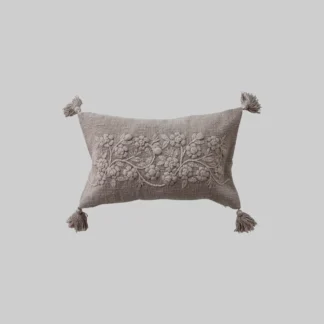 Pillow Flowers & Tasseles, Taupe